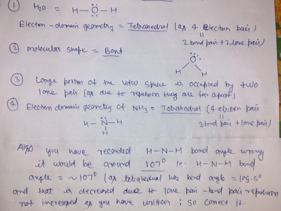 H-O-M Electen -dlomaein geomet Tebaneenal lap 4 electen bai) 2 bond pair +2lone pe moleulan Shape Bent Longe portn ot ha vdw