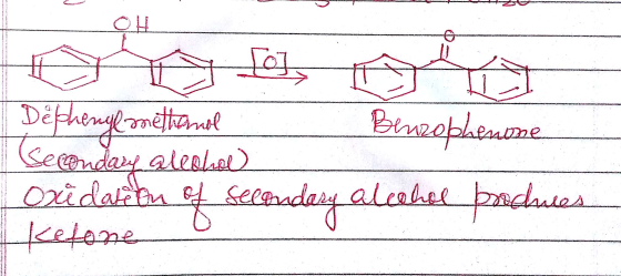 1 Dephenylamettemol Benzophesume | Secondary alebel) Oxidatetim of selendang alcohol produces ketone w wa