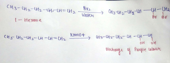 CH3-CH2-UH2-HUHH2 Br2 CA3-tH2- H-Ha 1 BY Br waten tHexene Kmno4 CH3-2-U2H-H CH3- UH2-H- H-CHCH2 OH Dischavg Puseple talaur