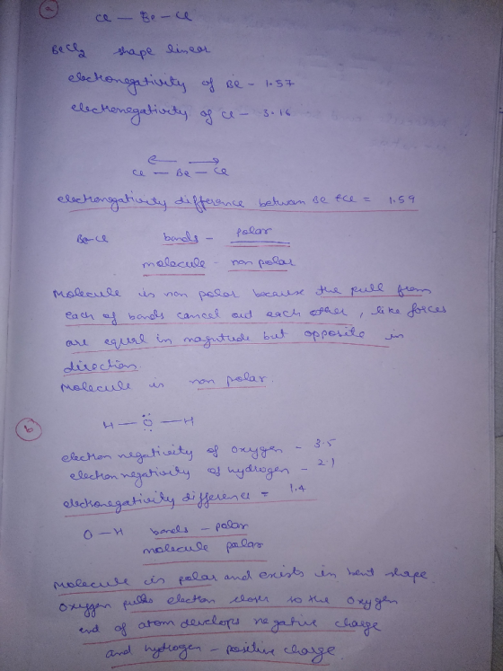ce Be- ineor thape elac lickonagatiocty us Be-e Ce vetongatiwity diterence betwanm se fee - 1.59 felar bamdls Be-e malacule n