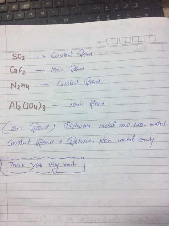 TH BEN 9 DATE SO2 Caf Na Hu DATE UDI Covalent Bond a ry lonic Bond Covalent Bond - Al₂(SO4)3 - Cionic Bond) Covalent Bond ion