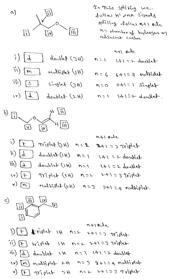 In this spliting we follow Hisar signals spliting follas nti Rule na Number of hydrogen an adjacunt carbon. D? holl Rele i d