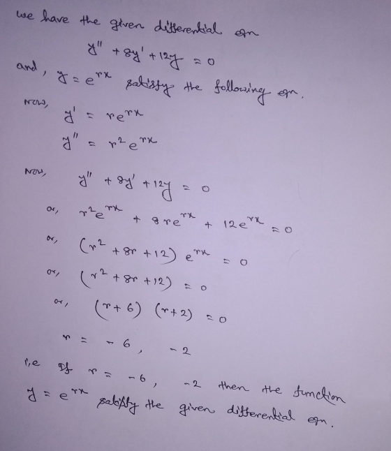 we have the given differential on y + 8yt and, y ert palissy the following + 129 rn re y p2 é ru N y & sy +12y rte ra rR