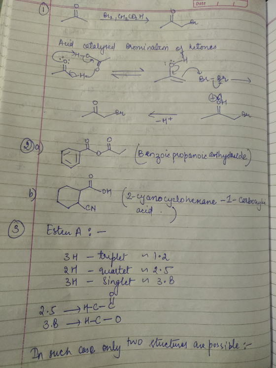 Date Aud ketones eatalyred Brominalrm Bu Bengoi popanoic ayde 2-yanoyctohenane -1- acid Cabernye CN Esten A 3H -tpler 1.a uar