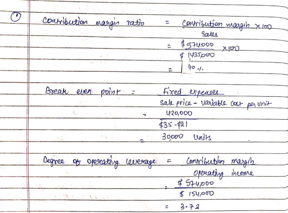 Conribution masgih xl Couribution Margin ratio Sales $5y000 aadEn fxed enpenrer Sale prica- vaiabla cer Beak even pnint unit