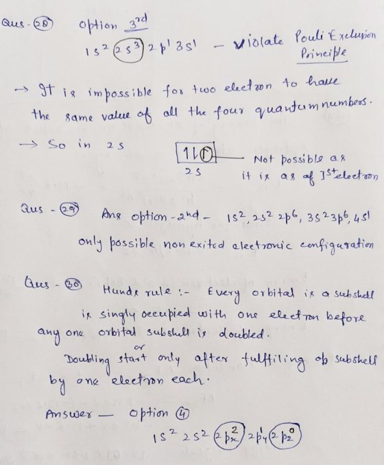 Option 3rd 2 p 3s Qus-8 iolate Pouli Exeluion Prines ple s22s3) 9t is impossible for two eleet on to haue the Same value of a