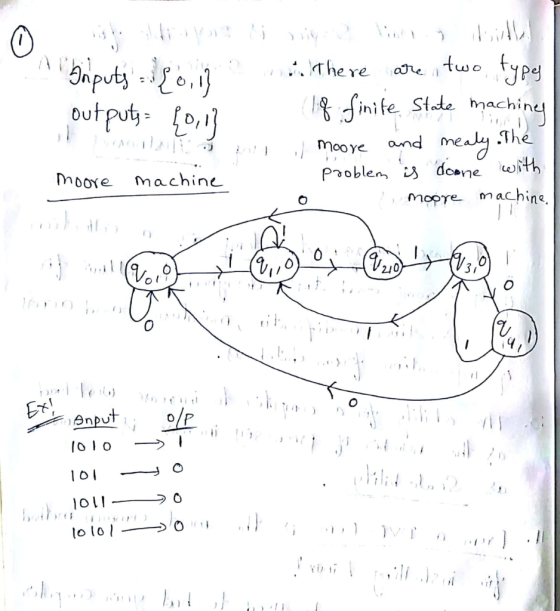 The re etwo, yp out put o mooYe and mealy stle Toore machine 0 240 EAI 0 Iol o 0 to lol
