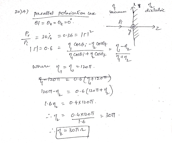 ते- 20)A) parallel polarisation case ७ = ७५ = =०. [ = 36 = ०:36 = | ||= ०.६ : १, ce50 - celet - | १,८esibe + १ ceet , to = 1,