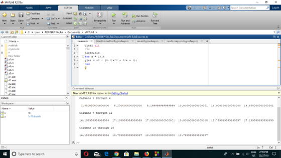 MATLAB R2018a HOME EDITOR Search Documentation Log In Find Files Compare Print Run Section New Open Save Advance Run and Find