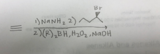 1) NaNH₂2) 2)(R)_BH,H202 , NAOH