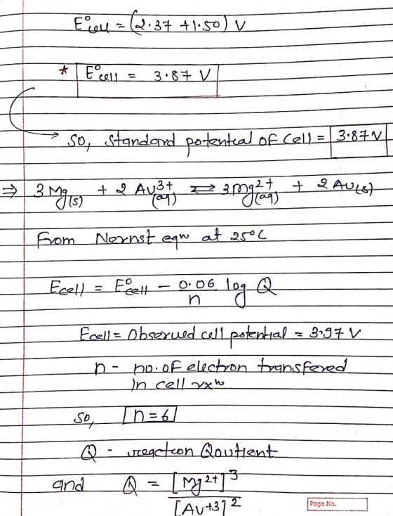 Ecev = (2.37 +1:50) v * Ecl1 = 3.87 V. 3.87N 30927_+ 2 Aulst Tags P som standard potential of Cel) = 3.87v - здеу + 4 Aya) е