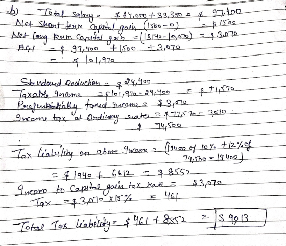 Total salary $ 64,050 +33,300 $ $ 97,400 $ 1500 Pet Shoxet ferm Supetal gain (1900-0) Alet long beam Carretel gan = (13140-10