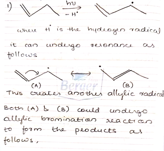bu - H where t is the hudengen radical it can undergo pesonance as follows (A) (8) This creates anothes allylic radical Both