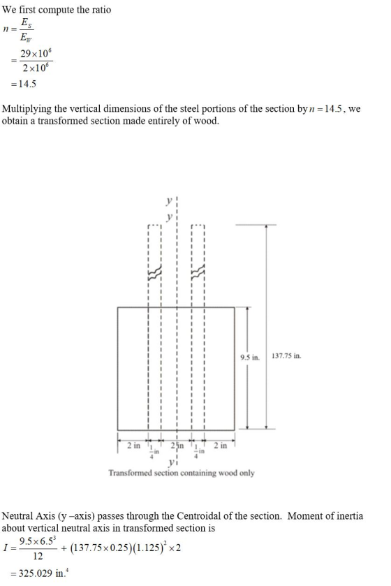 We first compute the ratio ES 117 EN 29x10 2x10 = 14.5 Multiplying the vertical dimensions of the steel portions of the secti