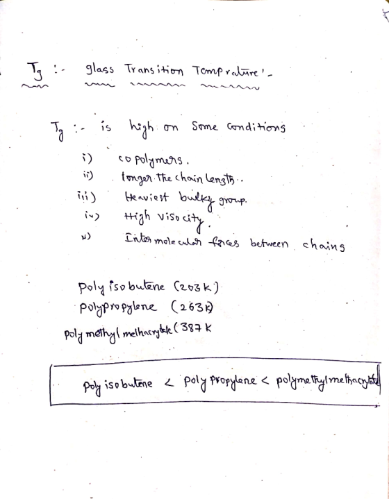 glass Trans ithon Tompre it) tmn the chain length group v)Ints mole talh -fres between chains