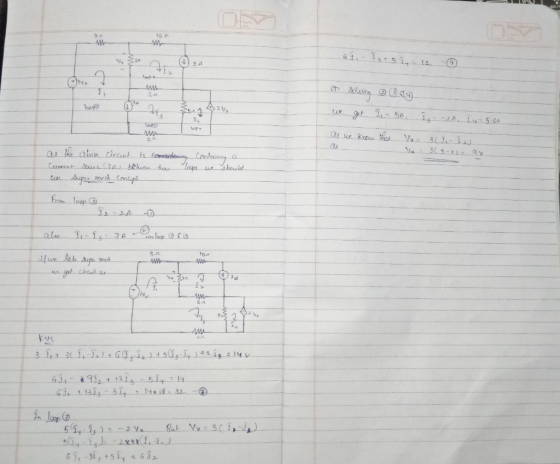 op ДАЛИ- G on solving ② 6 ay ex get I SA I A, 14 5.GA as we know that b 3 0,- Ias - 35-2) = 90 as the above circuit is Curren