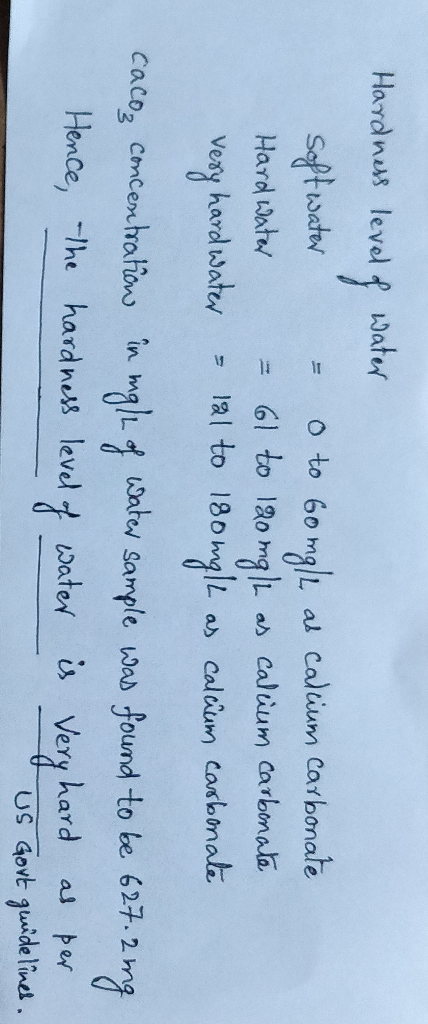 Hardnus level water o to 60 mg L 61 to 120 mgL 12l to 180gl Saft iwatr al calium Carbonate Hard atw as calium carbinala veay