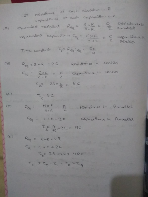 CA R of each resiston Le resistance capacidence of each capacitorze Res= RxR R equivalent resistant Resistances in 2 RAR2 par