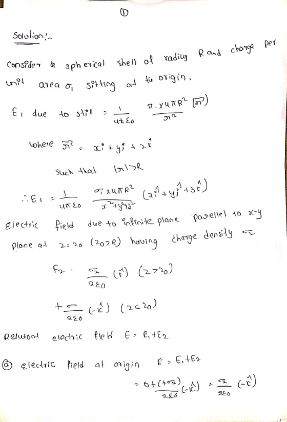0 Solo!ion,- radiug Rad cho per π.xumR due Aos47u ~ _ Paselle 110x3 charge dens!y electric Peld 2=70 (207 e) fr ,呱 due to oR