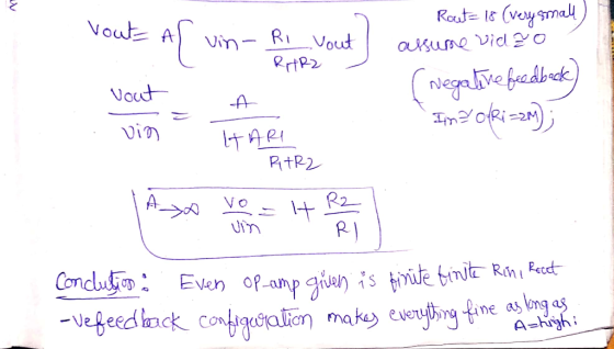 vout af vin- Ri vout RARZ Rout= 18 (very small assume vidro ( Negative feedback In 2 Ofrizem); vout vin = HARI RAR2 a Rect Co
