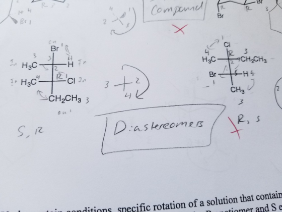 - Br Compound 2 Br TEHS I H₂C² Zaan SCH₂CH₃ 3 CH? on! RS S IR Diastereomer (ges astereomes nonditions specific rotation of a