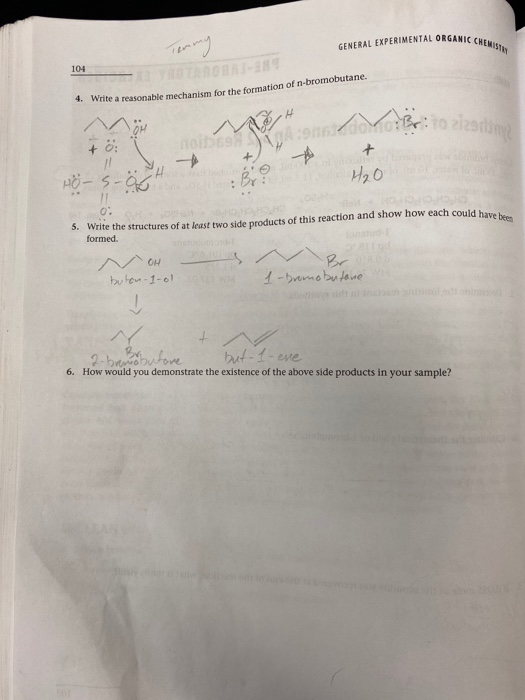 GENERAL EXPERIMENTAL ORGANIC CHEMIS 10+ Write a reasonable mechanism for the formation of n-bromobutane. H 21 + 0 Ho-s- H₂O 5