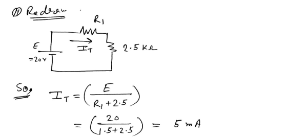 ® Redraw RI um E IT 3 2.5kL = 20 Y So, Y I Ir-6 ( 3 E R,+2.5 20 5 m .5+25)