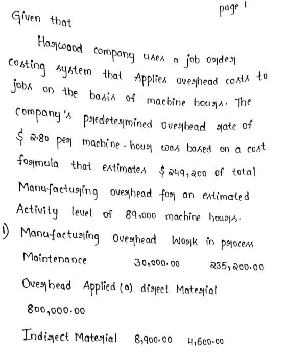 page! Given that Haswood company uden a wood company uses a job 09/de. Conting system that Applies oveghead cost jobs on the