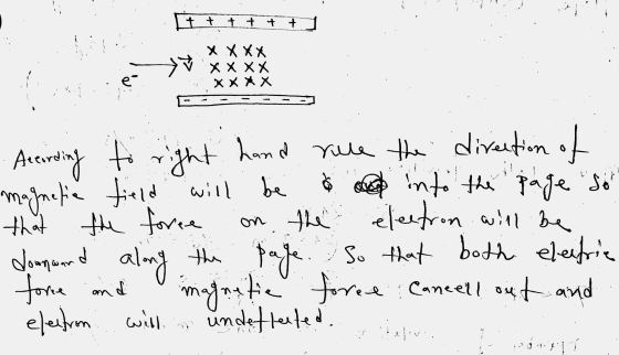 9 ttttt X XXX X X X X XXXX e- Aceording to right hand rule the direction of magnetic field will be & an into the page so tha
