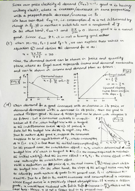 Since own price elasticity of demand (Enn) - good a is havina unitary elastic, where a increases / decreases in same pre with