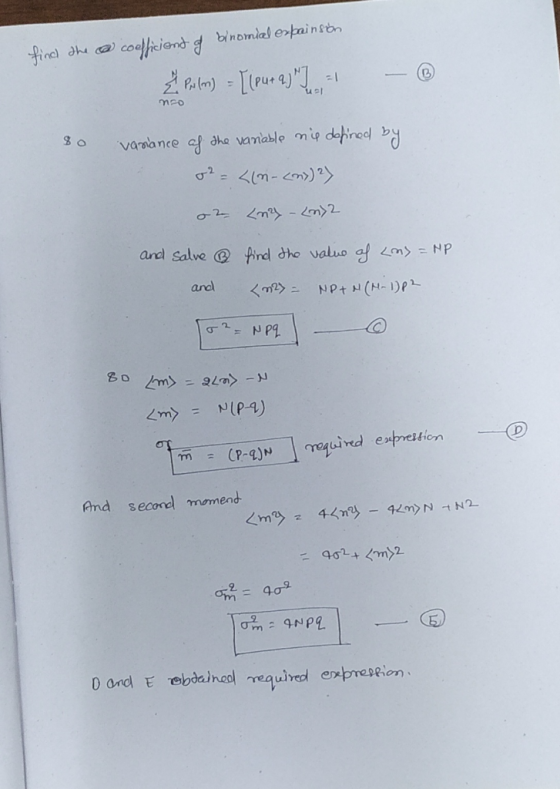 find the coefficient of binomial expainsion & Pulm) = [(pur aje - - ③ no 80 variance of the variable nis defined by o? - <im-