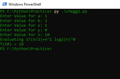 Windows PowerShell PS F:\Python\Practice> py .\HomeworkLib1.py Enter Value for a: 1 Enter Value for b: 2 Enter Value for x: 1 Enter