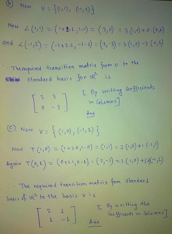 Now U = {(1), (1, 2)} Now 2(1, 1) = (1+2.1, 1-1) = (3,0) = 3.(1,0) +0. (0,4) and 4 (-1,2) = (-1+2.2, -1- 2) = (3, 3) = 3 (1,0