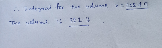 Integral for the volume volume u-102.49 The volume is 321.7