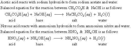 Acetic acid reacts with sodium hydroxide to form sodium acetate and water. Balanced equation for the reaction between CH,CO,H