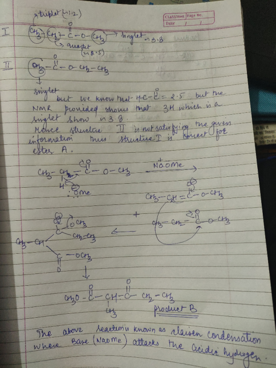 hiper ) CLASSTIME Page No. Date CC-0- ns >auatht Or-oh-c but we know hal e- S NMR ponuded thous mal gdet shav but hre 3H whih