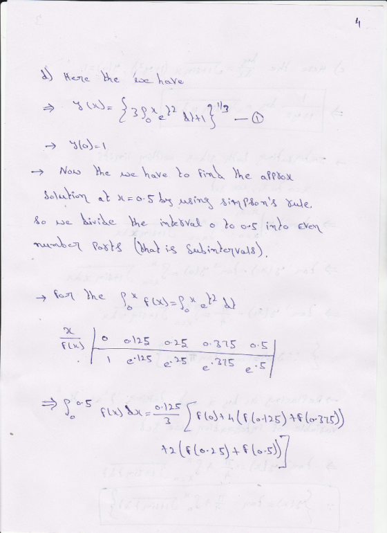 d) Here the lewe have > YW = {32 latti? - o n - 460)=1 → Now the we have to find the appoose solution at d = o.5 by using sim