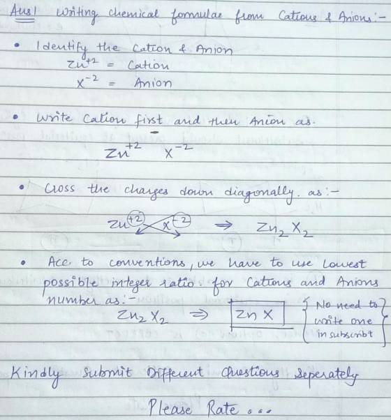 Ausl writing chemical formulae from Cations of Anions - Anion Identify the zut2 = x2 = cation & Cation Anion • write Cation f