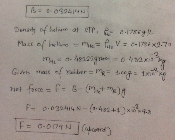 Density of heli Mass of helium-mne-elev-oo!786x1-70 Given matc of zubber ixi F- 0.032414 Νー6482+43x10x9-3 F= 0.0179 N IC oard
