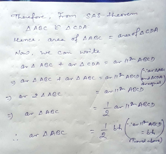 Thinefore, SAS hesrem A ABC A CDA anaofacDA Lemce A A BC 17 anea Nono woite we Can ar 1d ABED ar A ABC ar ACDA -.arAABC r AB