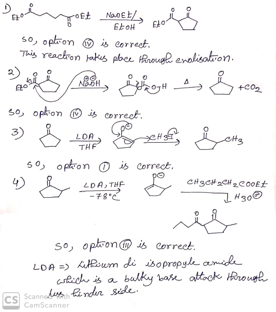 о Ерон mtoft Nadet) Etolt Et so, option ② is correct. This reaction takes place through enolisation. 1. NOOH so, option is co