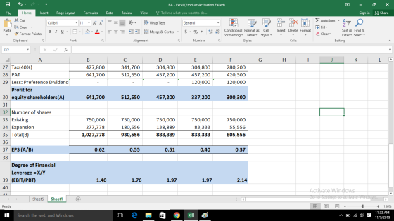 S. RA - Excel (Product Activation Failed) File Formulas Data Review View Tell me what you want to do... Sign in Share = Gener