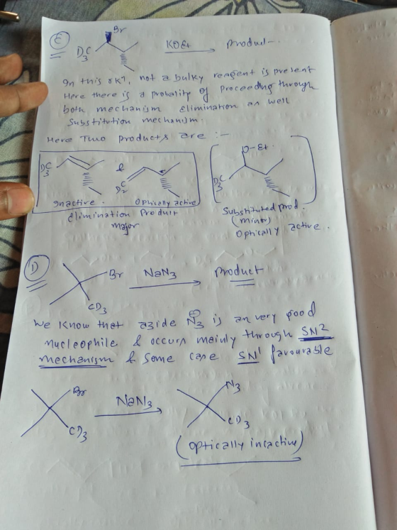 KOE Produt- I Do In this ok?, not a bulky reagent is present Here there is a probality of Proceeding through both mechanism E