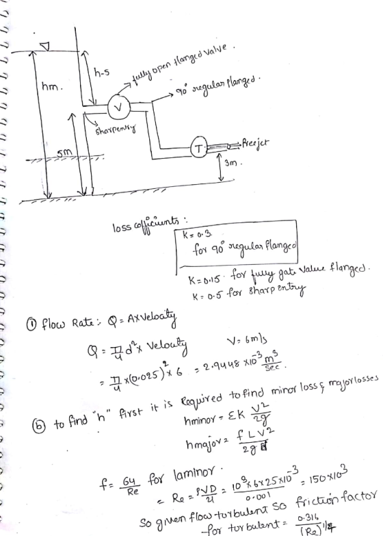 td Valve hm ליי open la 3m loss col count万. t Valu flanged 6.1to ,ux(D-ots)#6 , 2.9., usxos ne Sec it is Rauired to find mino