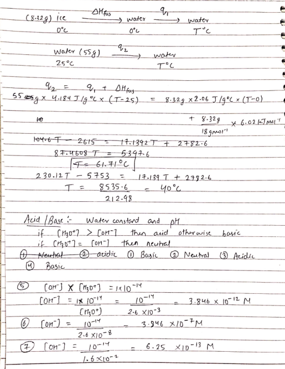 shfus (8.32g) ice - → water water 0°C Dºc - Water (556) 25°C 2 water ToC 1 q2 = q + Dt fus Sesgx 4.184 Ilgºcx (T-25) = 8.329