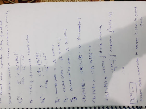 elli) second onder correction to the ground state pression is given by correction energy expression Second order 2 K for 1 hp