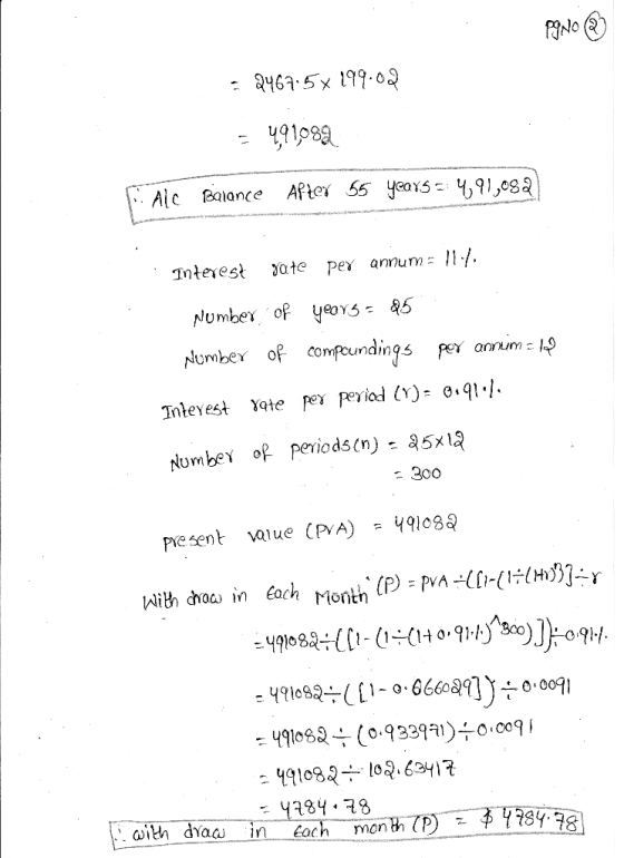 PINO ® = 2467.5x 199.02 = 491082 Falc Balance After 55 years a: 4,91,082 వారు అందుకు వారు తల ముందుకు వారు అందంగా అలంలో మరియు