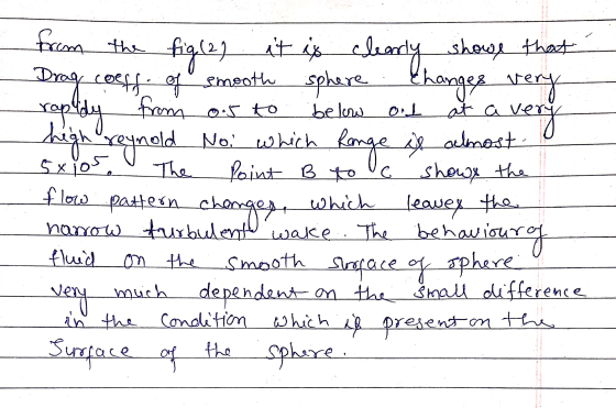 from the it is clearly changes very very 2. below at a The fig(2) shows that Drag coeff. of smooth sphere rapidy from or to h