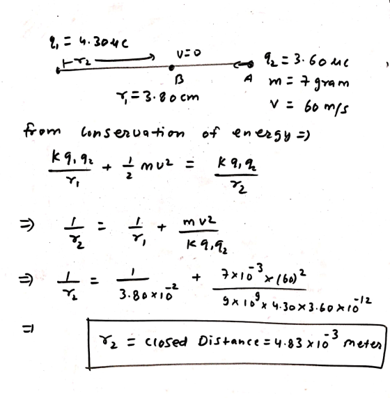 % = 9.3040 tre — a vios - B 7= 3.80 cm 2=3.60m A m = 7 gram v: bomis from Conservation of energy =) 19,** mut = key ī ņ 9x108