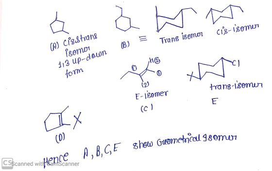 cis-isomer = Trans isomor (A) Ciestrans isomer B) = B) 113 up-down Me form trans-isomer F-isomer (0 TX Show cuometrical 980m